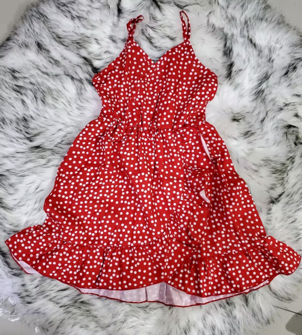 Robe Rouge à Pois Blancs